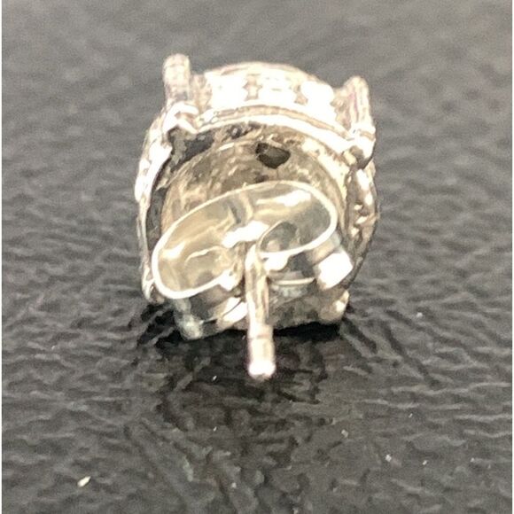 Men’s White Gold 14k Plate Iced Out Round Hip Hop Crystal CZ Earrings Silver NEW - Picture 7 of 10